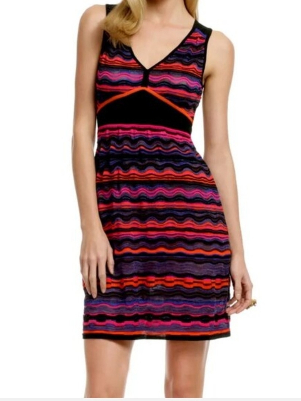 M Missoni Neon Wave Lightshow Dress Multicolor Sleeveless Knit